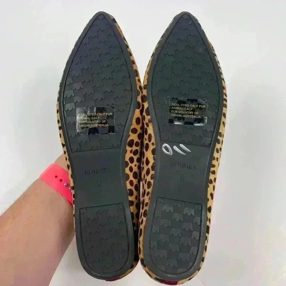 BIRDIES The Goldfinch Faux Animal Hair Cheetah Womens 6 Nonslip Sandal Pointed - Picture 10 of 14